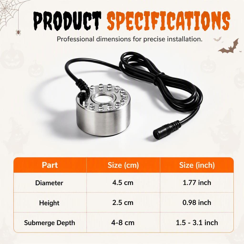 ⏳🔥BEGRÄNSAD TID 50% RABATT! ⏰💨 12-LED Ultraljud Mist Maker Fogger – Skapar sval dimma & färggligt ljus – Perfekt för luftfuktare, fontäner eller Halloween-dekoration – går tyst i vatten 💧✨