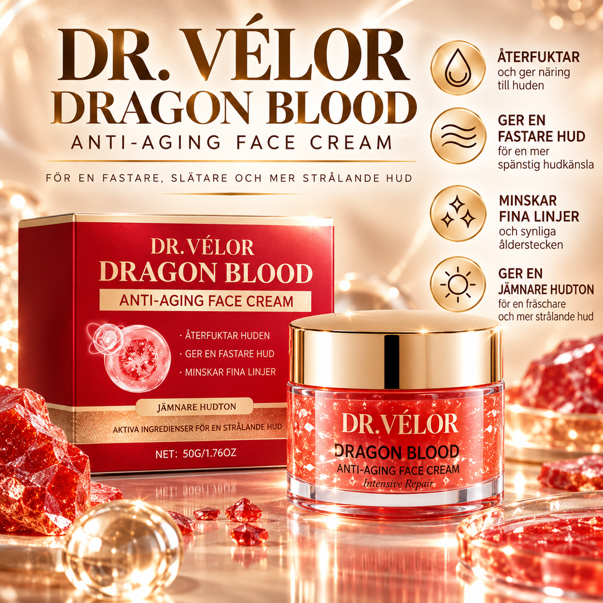 Dragon Blood Anti-Aging Ansiktskräm – Återfuktande & Uppstramande – 50 g