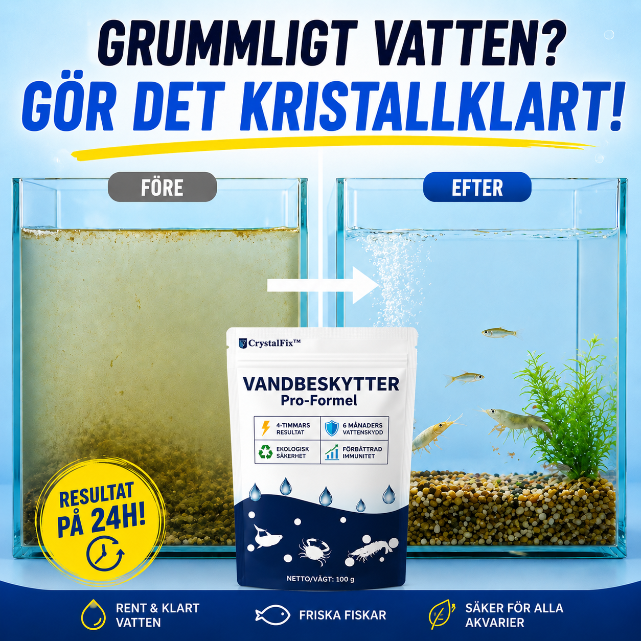 CrystalFix™ Dammrenare – Effektiv behandling för klart och balanserat dammvatten