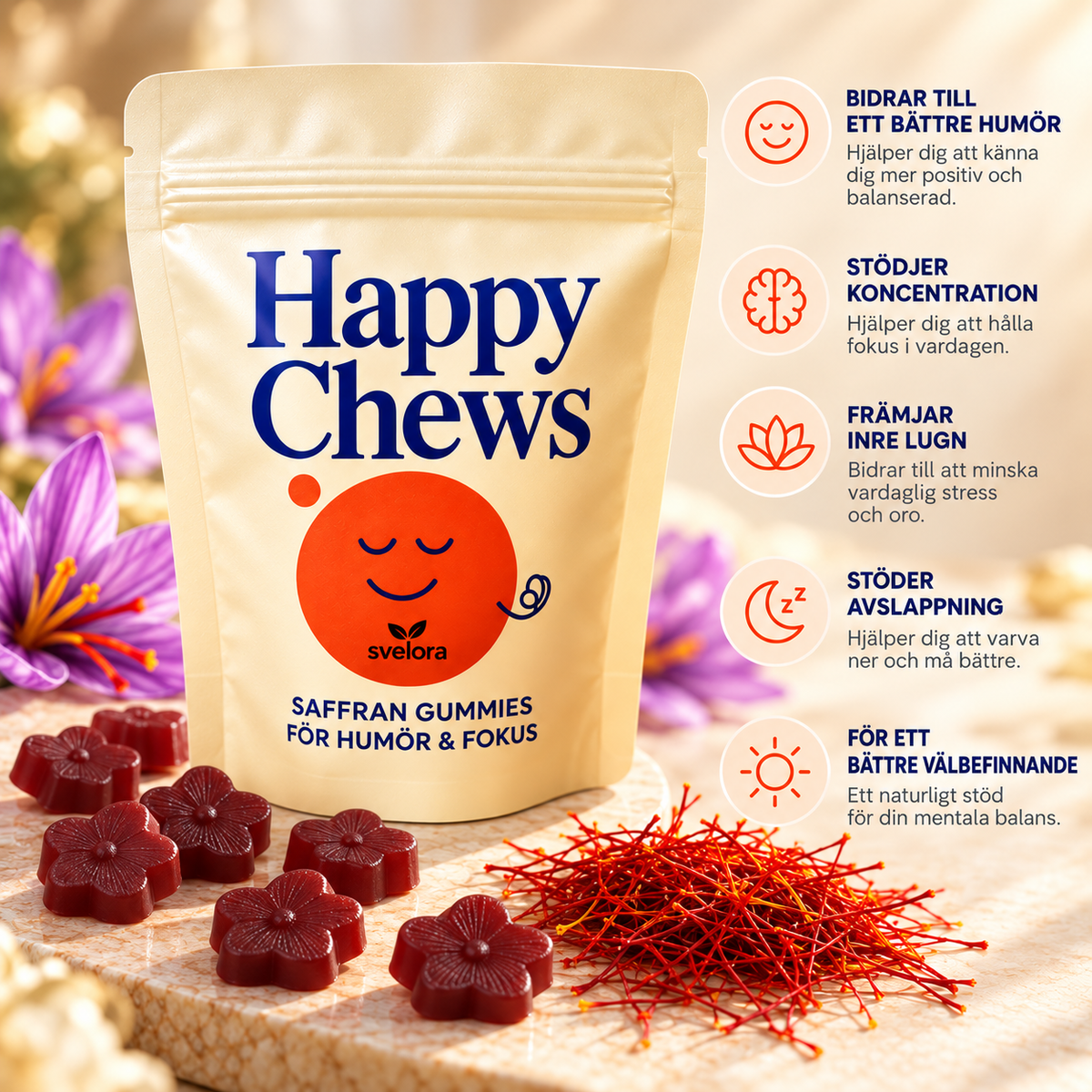 Saffran Gummies för Barn – Happy Chews Kosttillskott med Saffran
