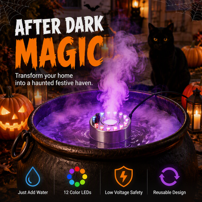 ⏳🔥BEGRÄNSAD TID 50% RABATT! ⏰💨 12-LED Ultraljud Mist Maker Fogger – Skapar sval dimma & färggligt ljus – Perfekt för luftfuktare, fontäner eller Halloween-dekoration – går tyst i vatten 💧✨