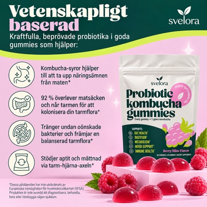 Kombucha Gummies med Probiotika, Prebiotika & Postbiotika – 30 s