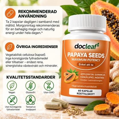 Papayafrön med Gurkmeja, Ingefära & Fänkål – 60 Kapslar