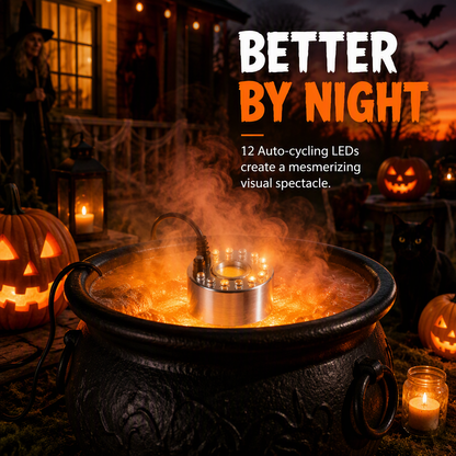 ⏳🔥BEGRÄNSAD TID 50% RABATT! ⏰💨 12-LED Ultraljud Mist Maker Fogger – Skapar sval dimma & färggligt ljus – Perfekt för luftfuktare, fontäner eller Halloween-dekoration – går tyst i vatten 💧✨