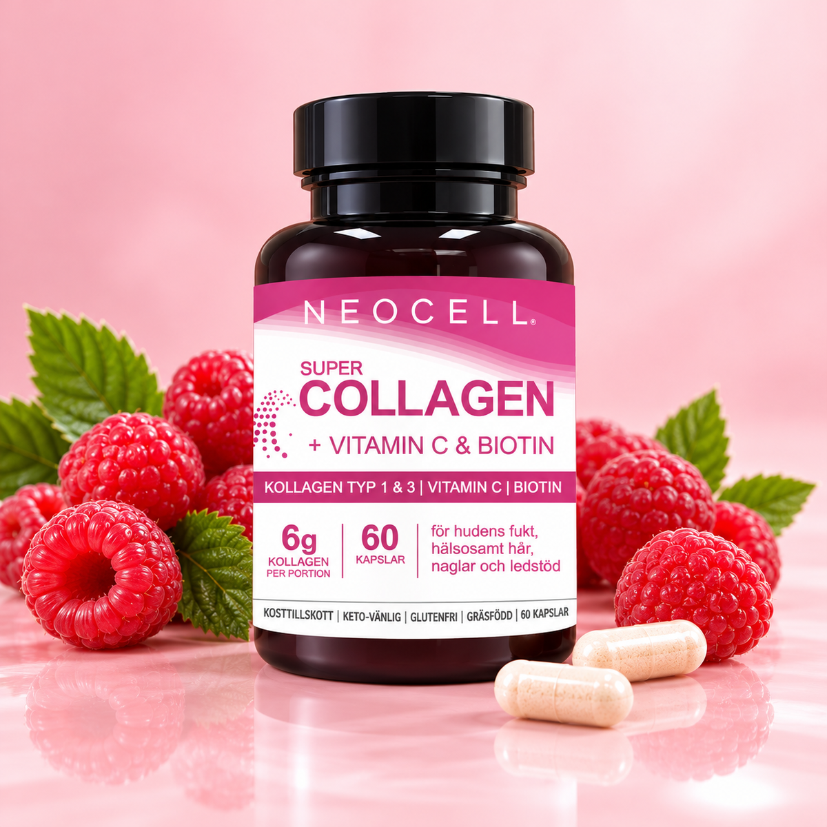 NeoCell Super Collagen med Vitamin C & Biotin – Kollagen Typ I & III – 60 Kapslar