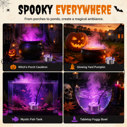 ⏳🔥BEGRÄNSAD TID 50% RABATT! ⏰💨 12-LED Ultraljud Mist Maker Fogger – Skapar sval dimma & färggligt ljus – Perfekt för luftfuktare, fontäner eller Halloween-dekoration – går tyst i vatten 💧✨
