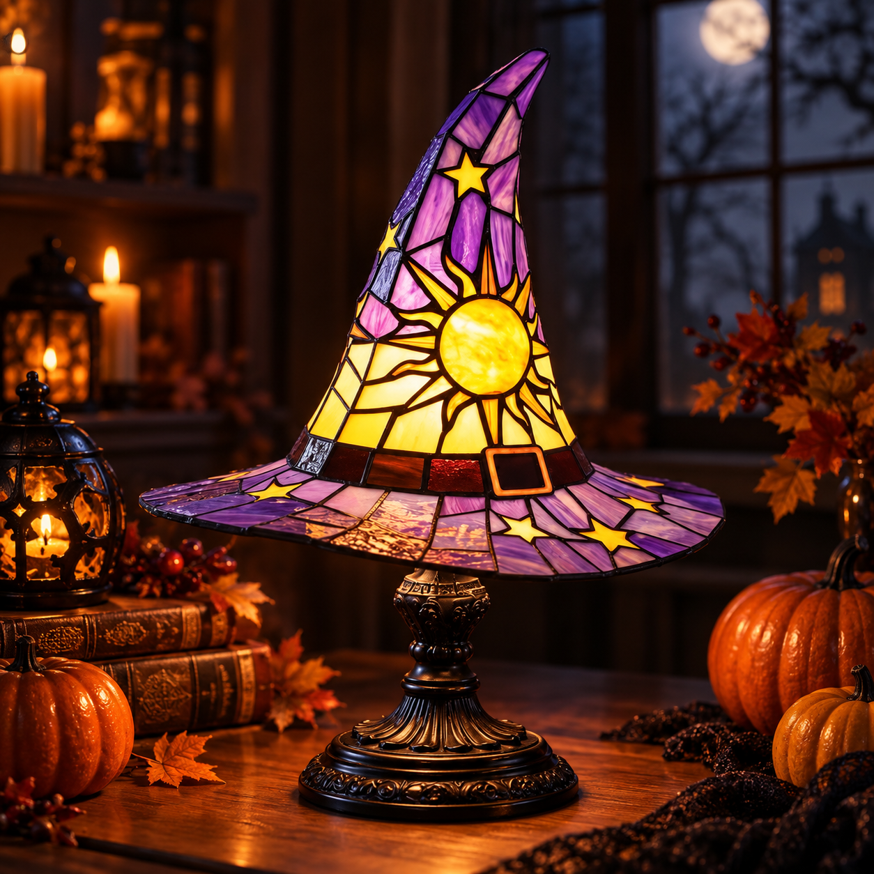Magisk Halloweenlampa – Pumpa & Trollkarlshatt