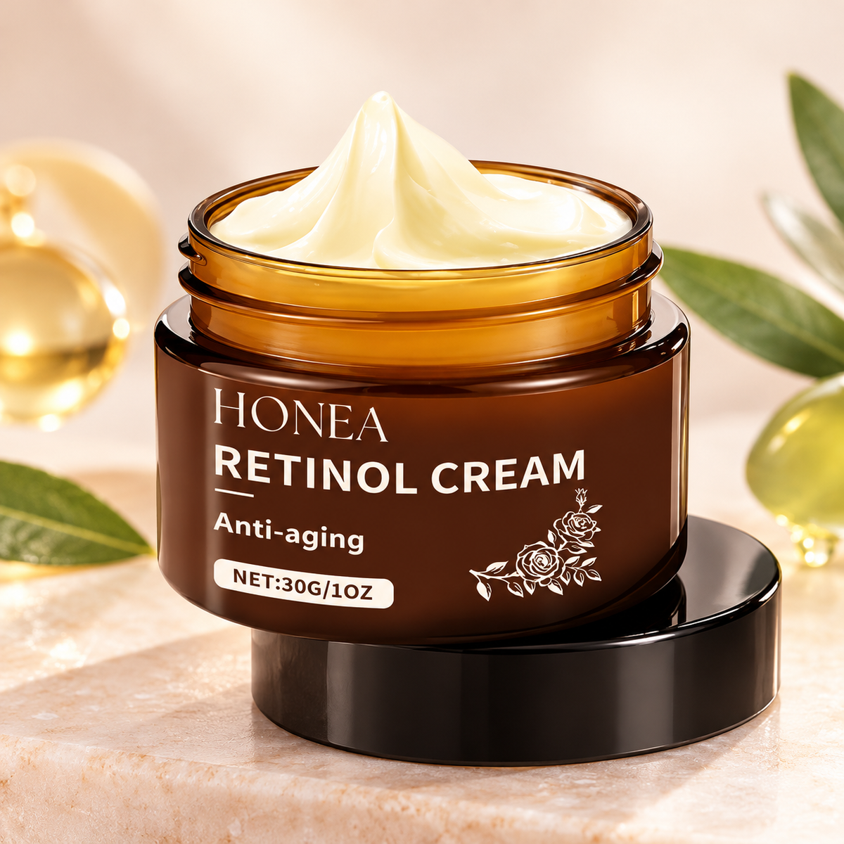Retinol Ansiktskräm – Anti-Age med Vitamin C, Peptider & Hyaluronsyra – 30 g