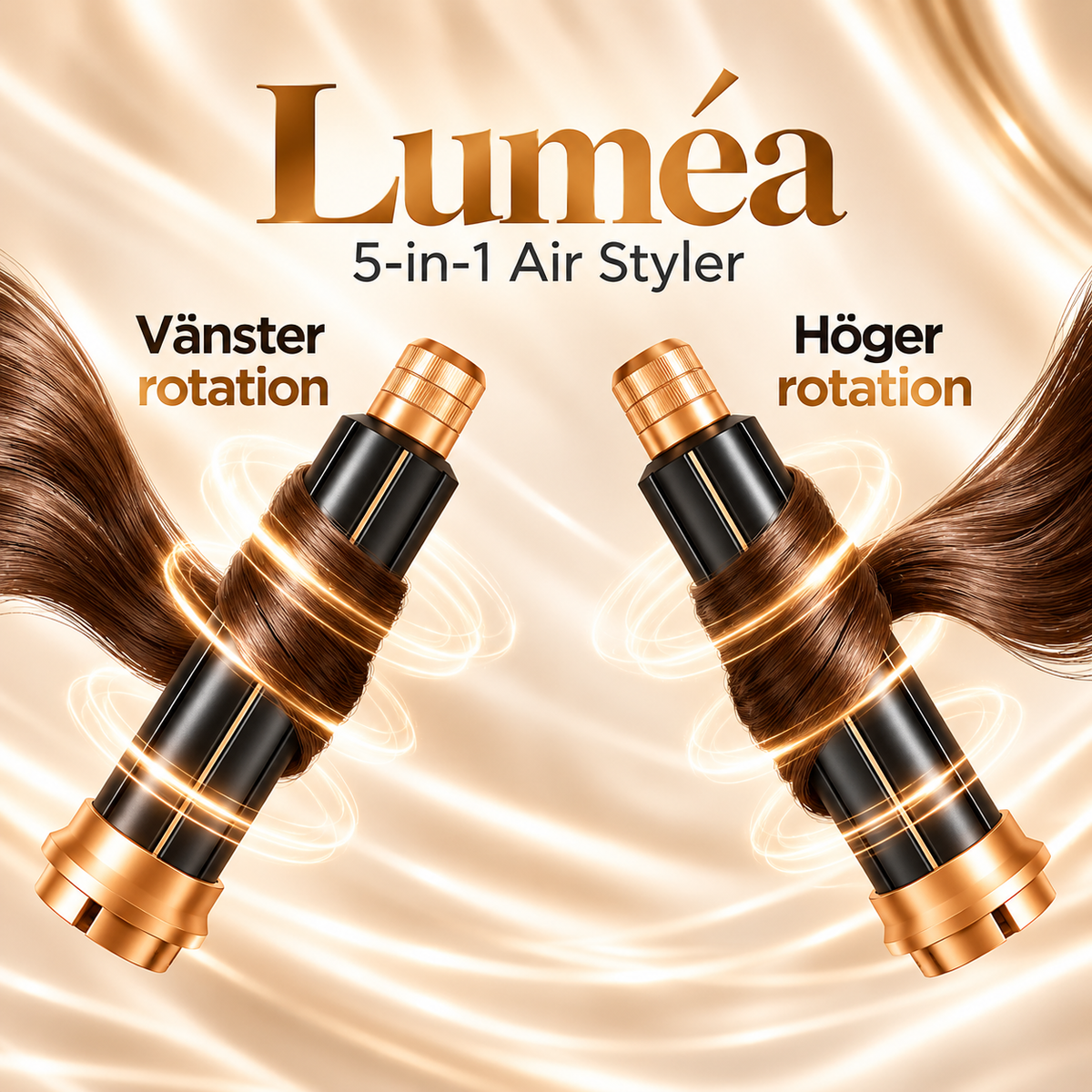 5-in-1 Air Styler med Hårtork, Locktång, Rätborste & Rundborste – Vit/Guld