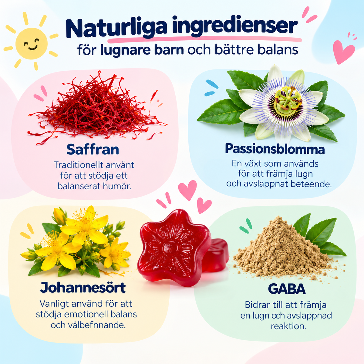Mood Munchies Saffran Gummies för Barn – Lugn, Humör & Fokus – 60 Gummies
