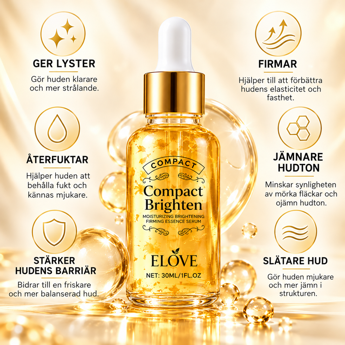 Brightening Face Serum – Niacinamide, Vitamin C & Hyaluronic Acid – 30 ml
