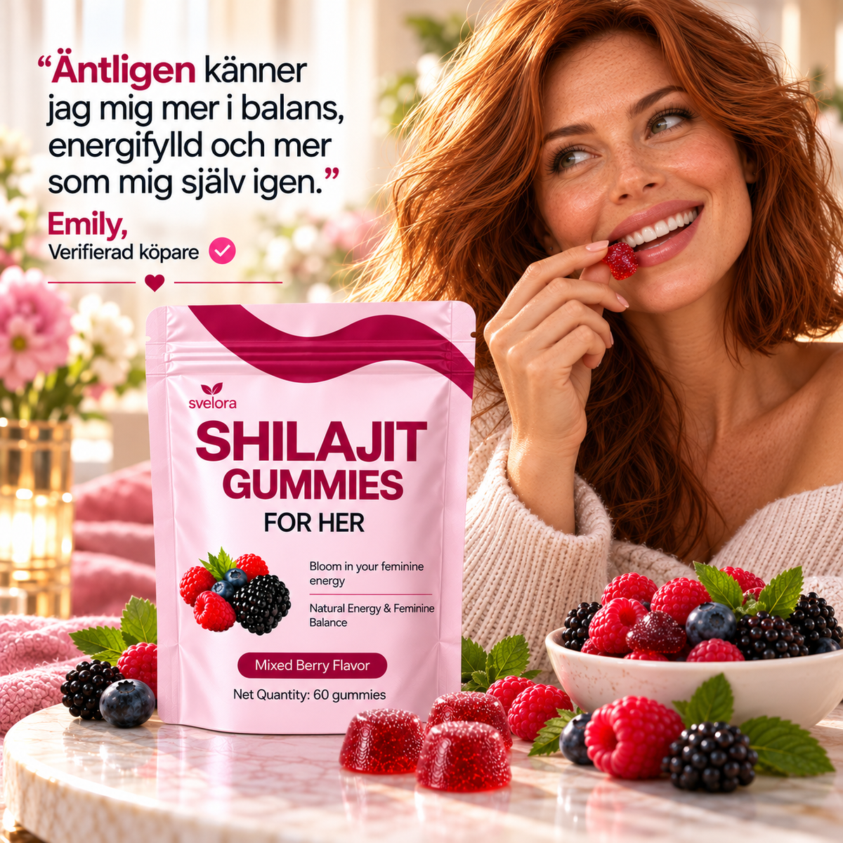 Shilajit Gummies för Kvinnor med Shatavari, Saffran & Ashwagandha – 60 st