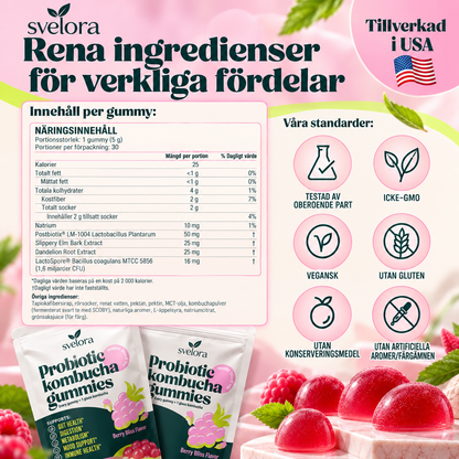 Kombucha Gummies med Probiotika, Prebiotika & Postbiotika – 30 s