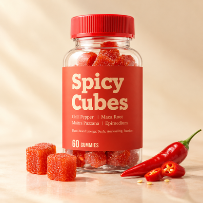 Spicy Cubes Hot Peach Gummies – Persika & Chili med Macarot, 60 st