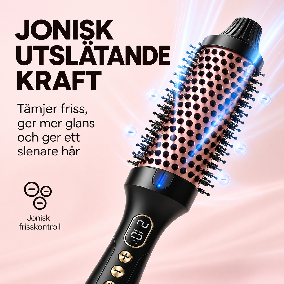 Elektrisk Värmeborste med Jonisk Teknologi – LED-display, Justerbar Temperatur upp till 210°C