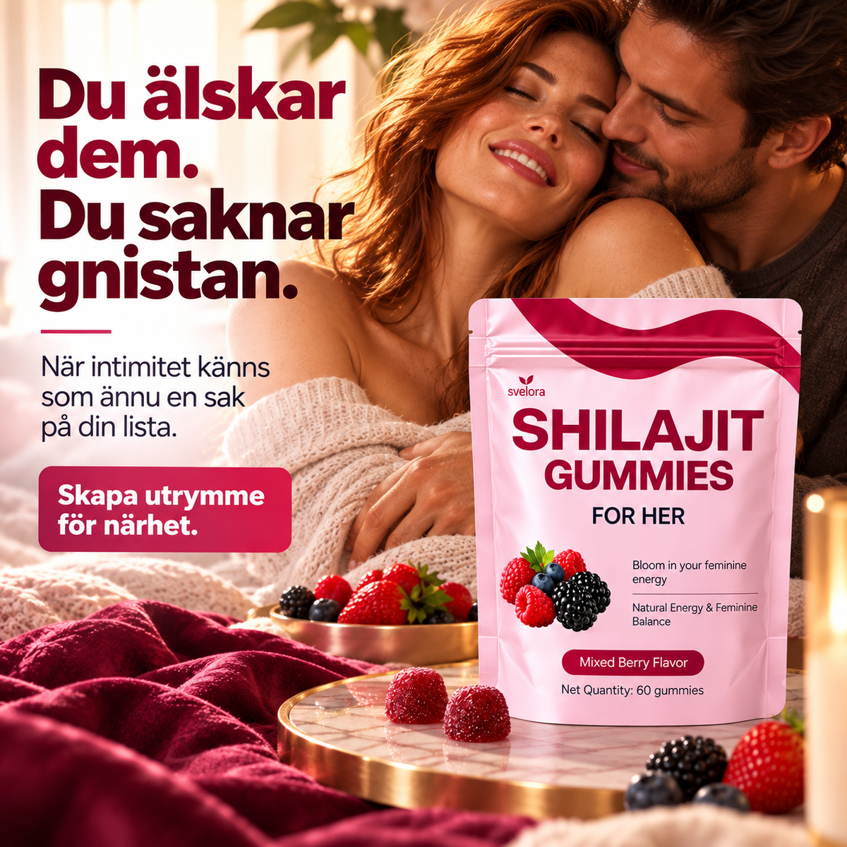 Shilajit Gummies för Kvinnor med Shatavari, Saffran & Ashwagandha – 60 st