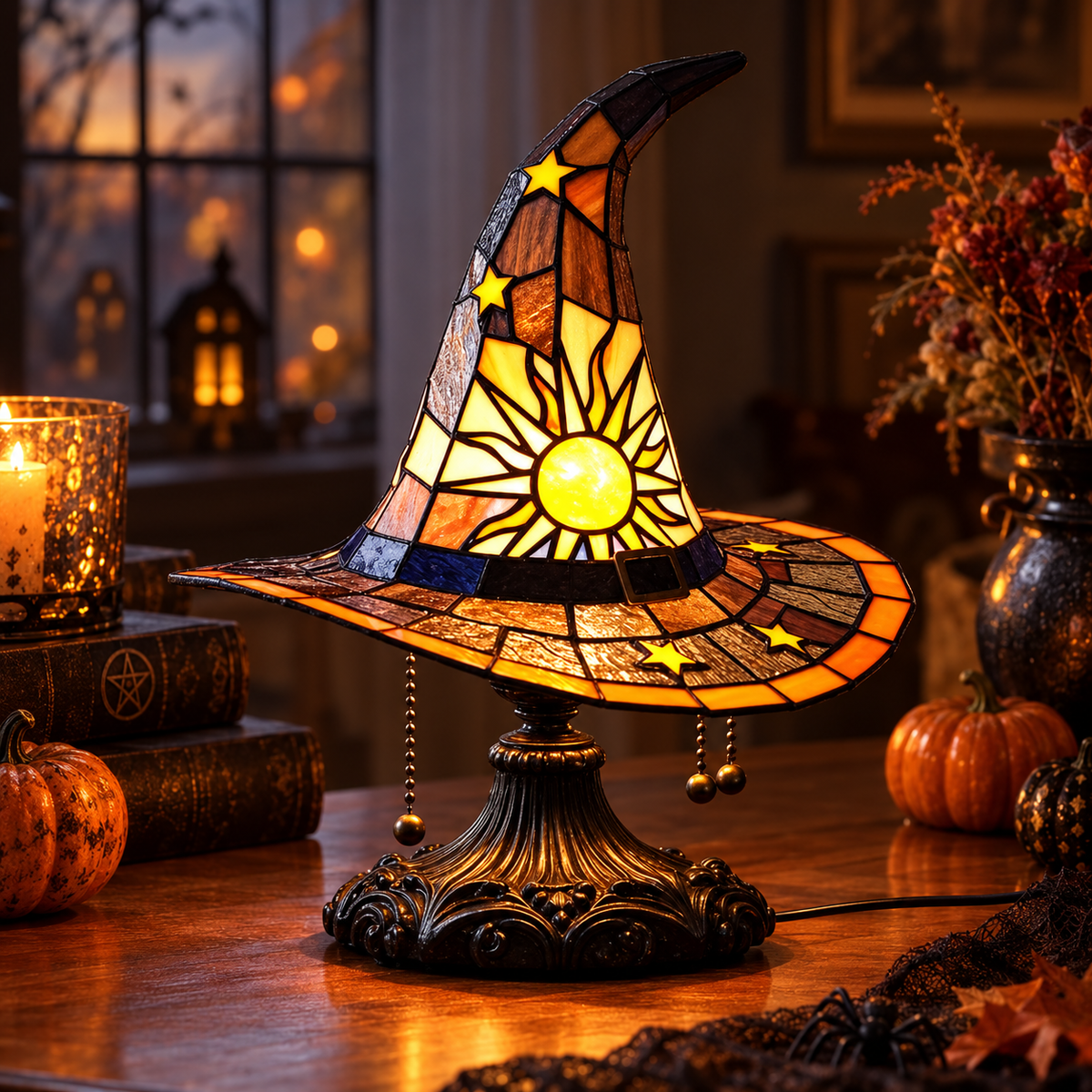 Magisk Halloweenlampa – Pumpa & Trollkarlshatt