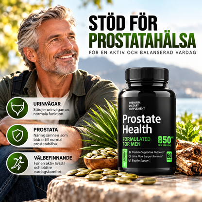 Prostata Kosttillskott för Män – Sågpalmetto, Pumpafrön, Pygeum, Zink & Selen – 60 Kapslar