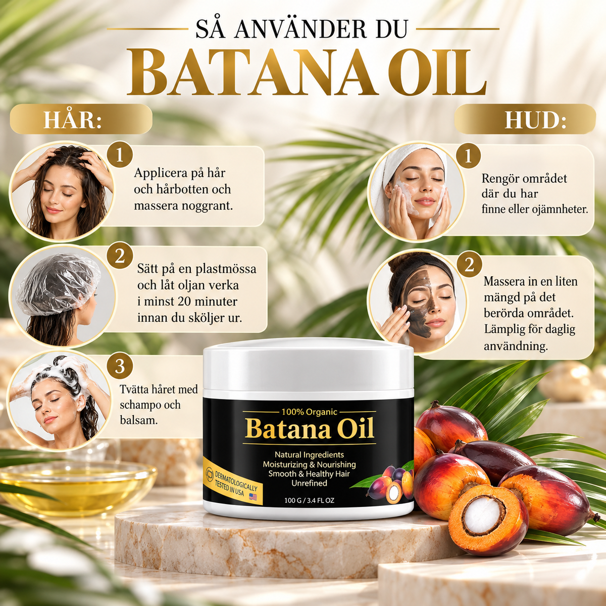 Batana Oil 100 g – Naturlig Oraffinerad Hårolja för Torrt & Frissigt Hår