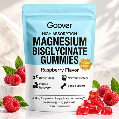 Magnesium Bisglycinat Gummies 400 mg – Hallonsmak, 60 Gummies