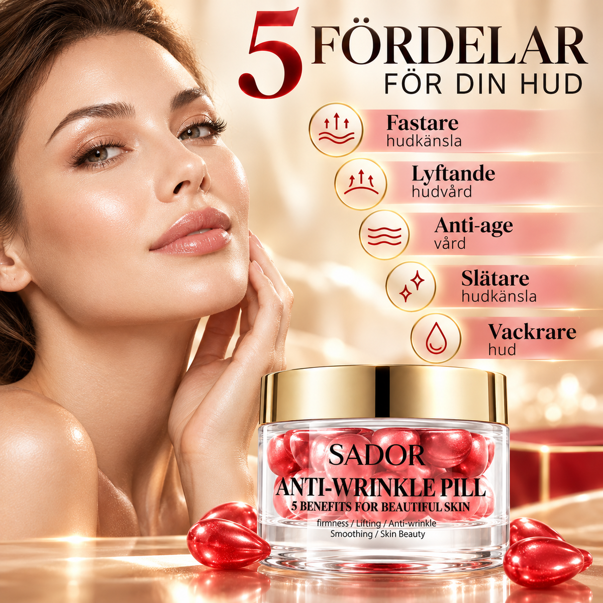 Anti-Age Serumkapslar för Ansiktet – Anti-Wrinkle Essence Oil, 30 Kapslar