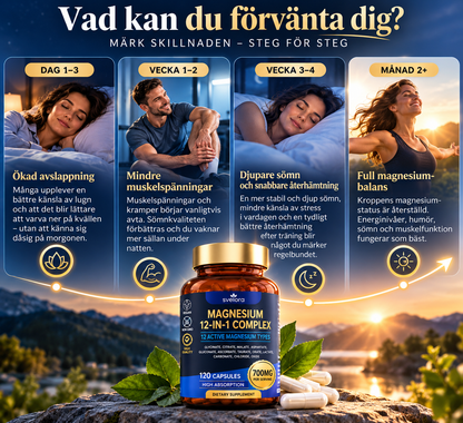 Magnesium 12-in-1 Complex – 12 Magnesiumformer, 700 mg Complex, 120 Kapslar