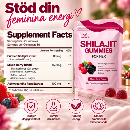 Shilajit Gummies för Kvinnor med Shatavari, Saffran & Ashwagandha – 60 st