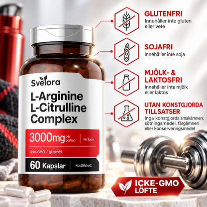 L-Arginin & L-Citrullin Complex – 3000 mg – 60 Kapslar – Kosttillskott