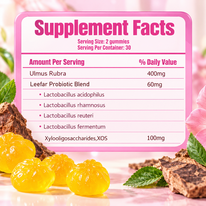 Lactobacillus Gummies för Kvinnor med Slippery Elm, Prebiotika & Ananasextrakt – 60 st