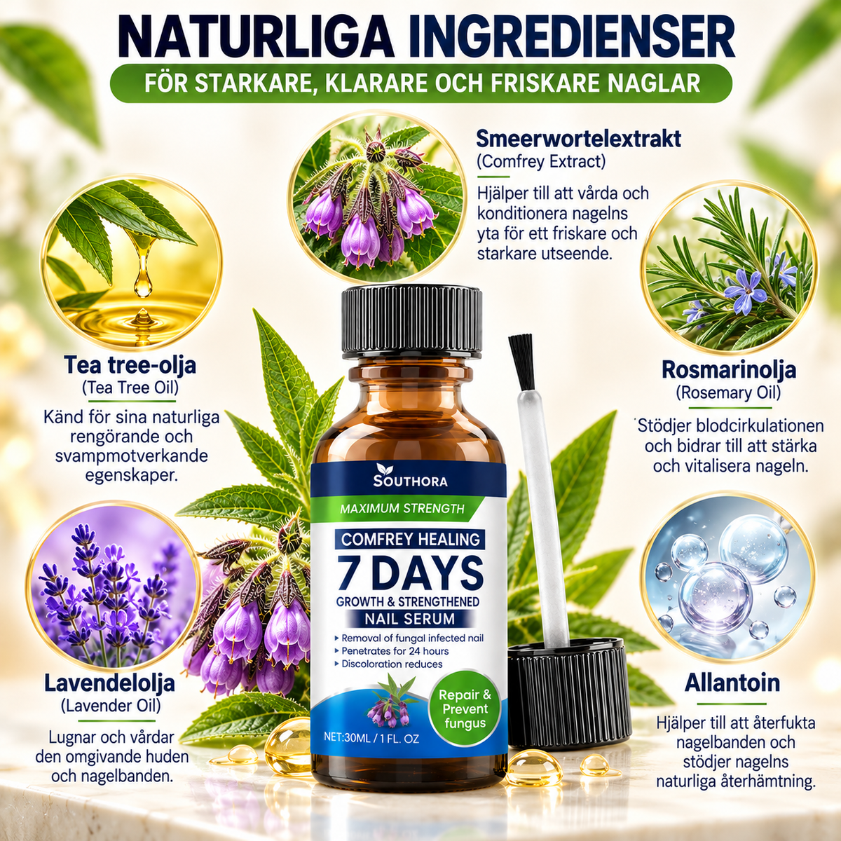 Nagelserum 30 ml – Intensivvård för missfärgade, förtjockade och skadade naglar