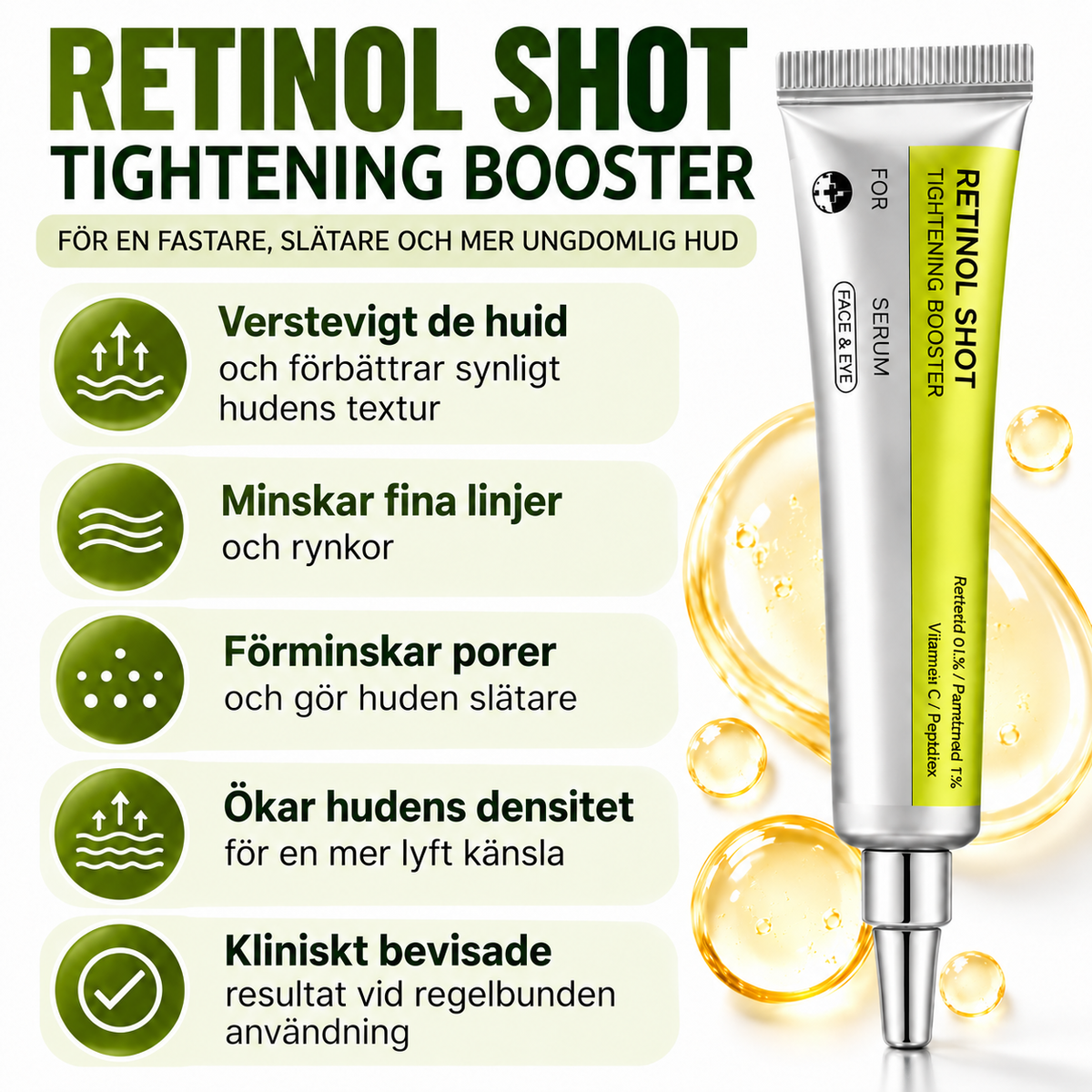 Retinol Shot Tightening Set – 3-delars hudvårdsset med retinal, peptider & panthenol