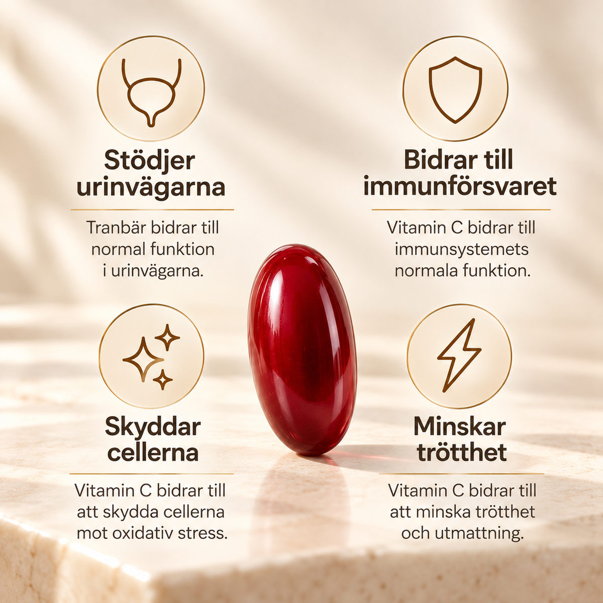 Tranbärskoncentrat med Vitamin C & MCT-olja – 60 Kapslar
