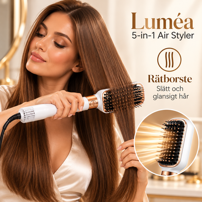 5-in-1 Air Styler med Hårtork, Locktång, Rätborste & Rundborste – Vit/Guld