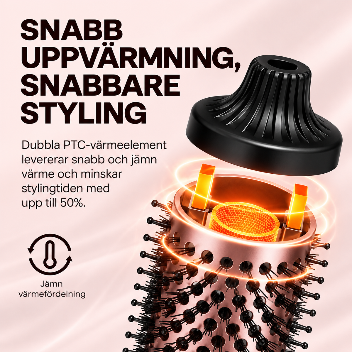 Elektrisk Värmeborste med Jonisk Teknologi – LED-display, Justerbar Temperatur upp till 210°C