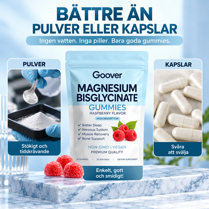 Magnesium Bisglycinat Gummies 400 mg – Hallonsmak, 60 Gummies