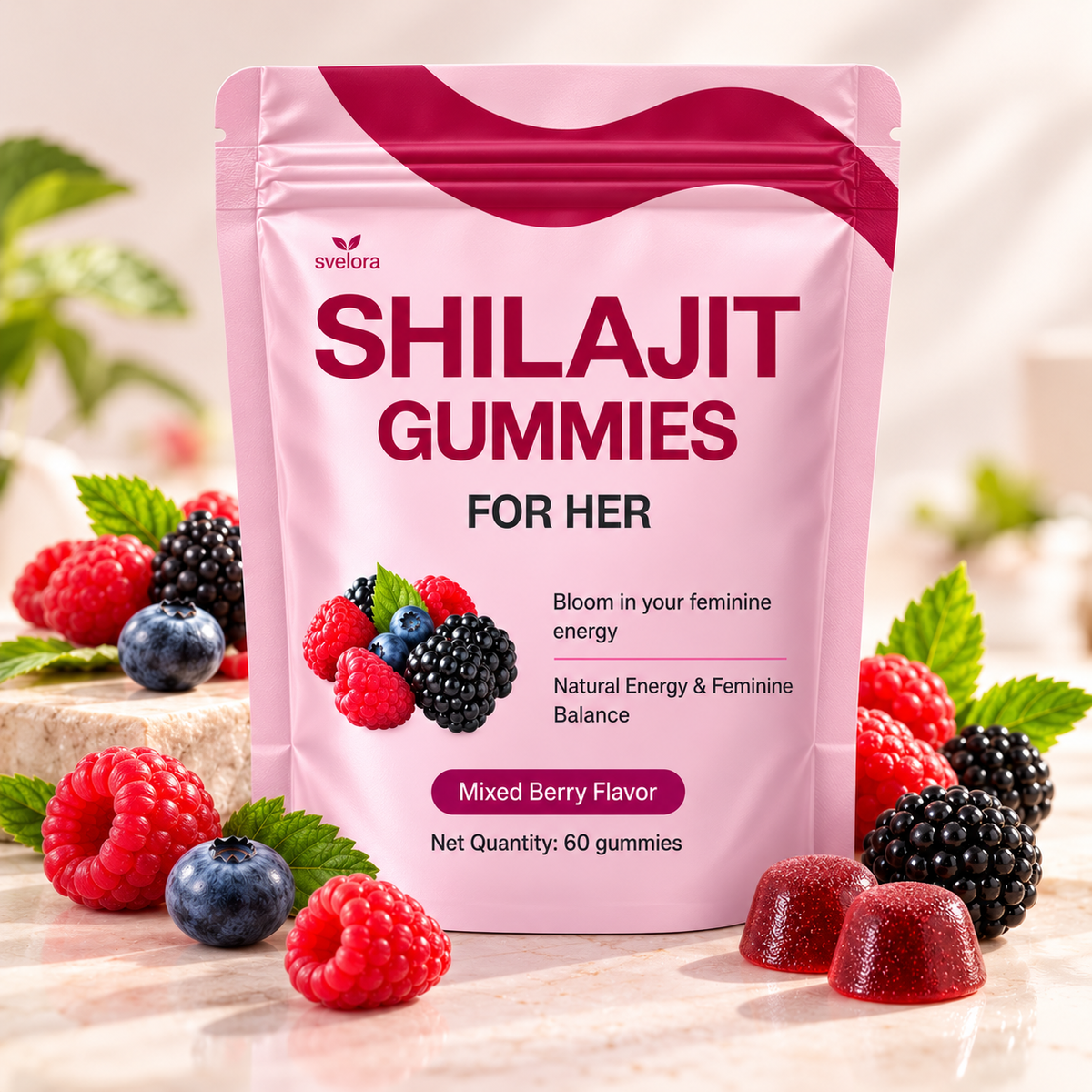 Shilajit Gummies för Kvinnor med Shatavari, Saffran & Ashwagandha – 60 st