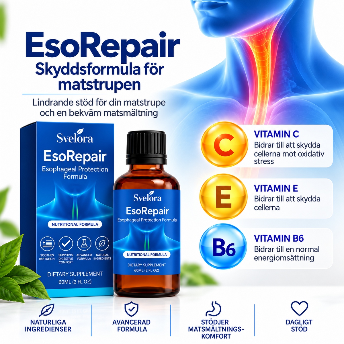 EsoRepair – Flytande Kosttillskott med Vitamin C, E & B6 – 60 ml