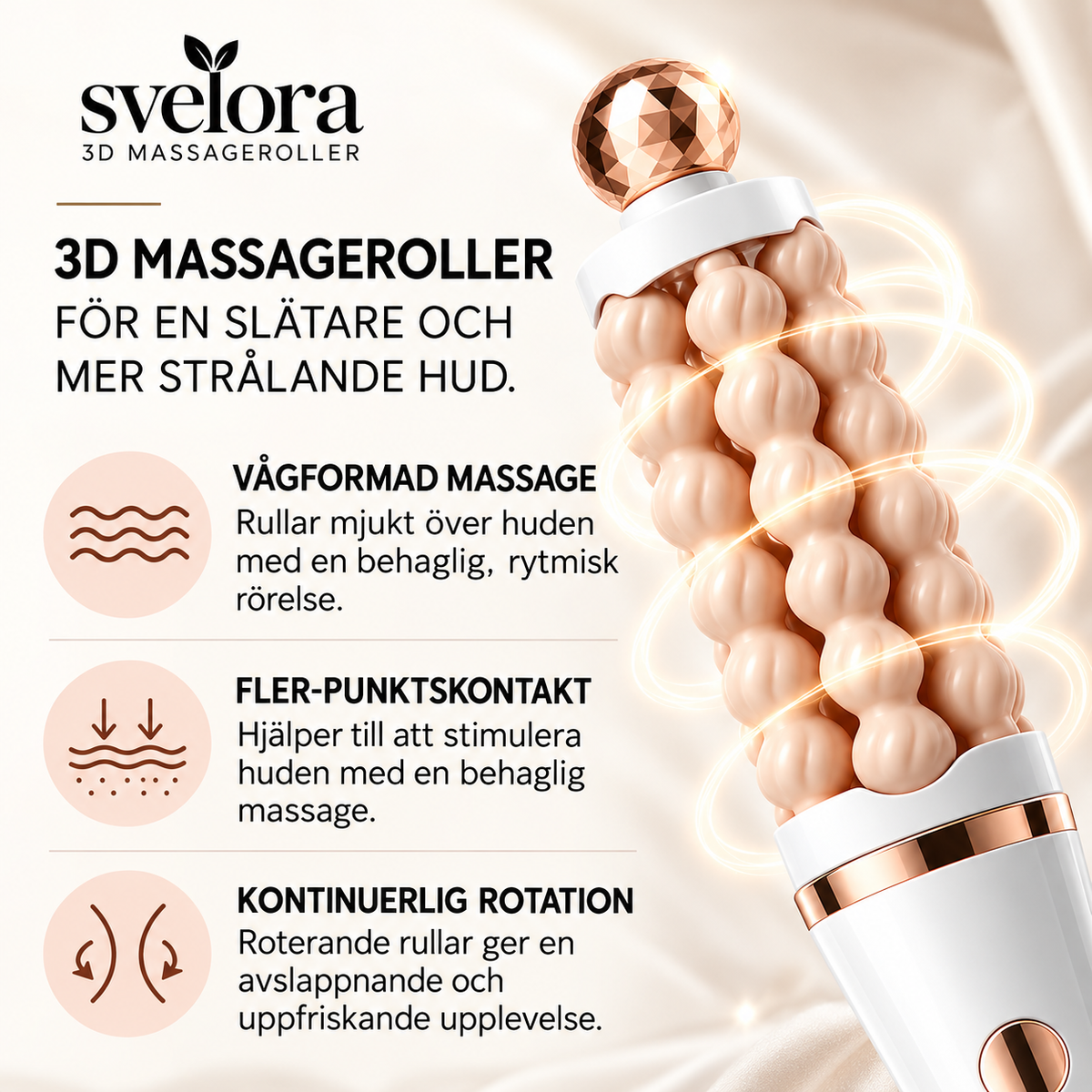 3D Ansiktsmassageroller – 3 Hastigheter & Rotation i Två Riktningar