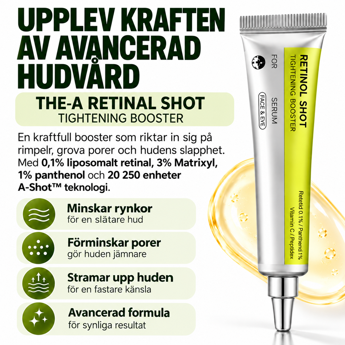 Retinol Shot Tightening Set – 3-delars hudvårdsset med retinal, peptider & panthenol