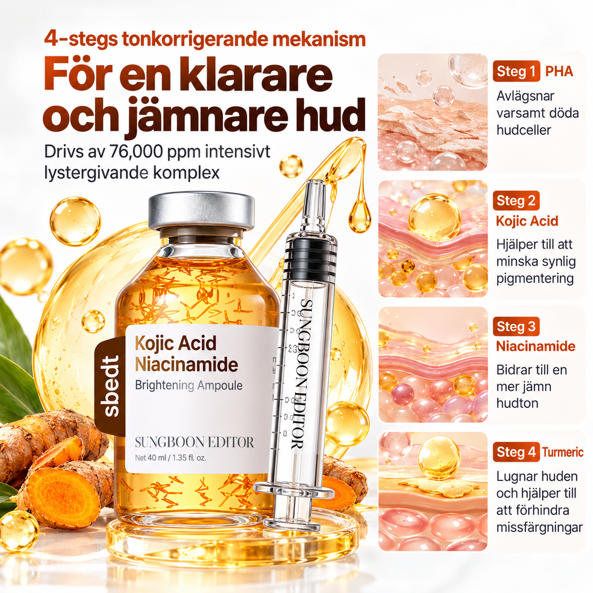 Kojic Acid + Niacinamide Serum för Lyster & Jämnare Hud – 40 ml