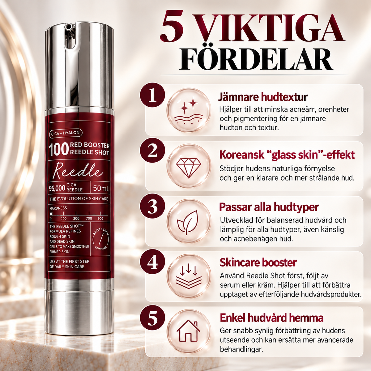 Red Booster Reedle Shot 100 – Ansiktsserum med Cica & Hyaluronsyra – 50 ml