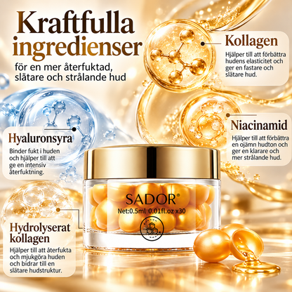 Ansiktsserum i Gyllene Kapslar – Återfuktande Hudvård – 30 Kapslar, 15 ml