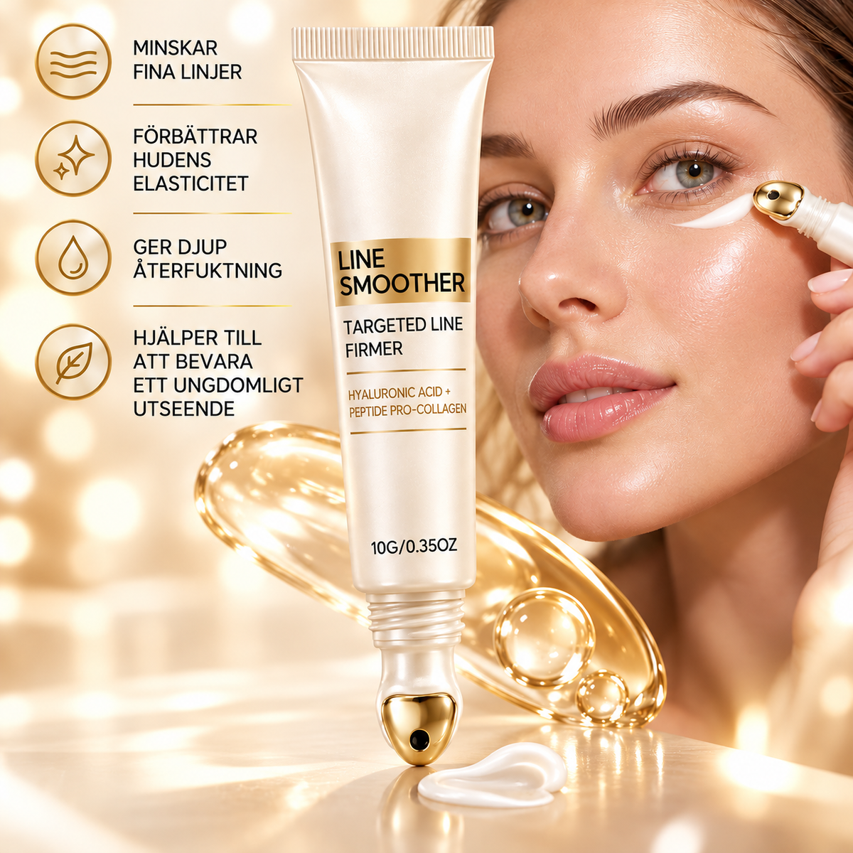 LINE SMOOTHER Anti-Age Kräm mot Fina Linjer med Hyaluronsyra & Peptider – 10 g