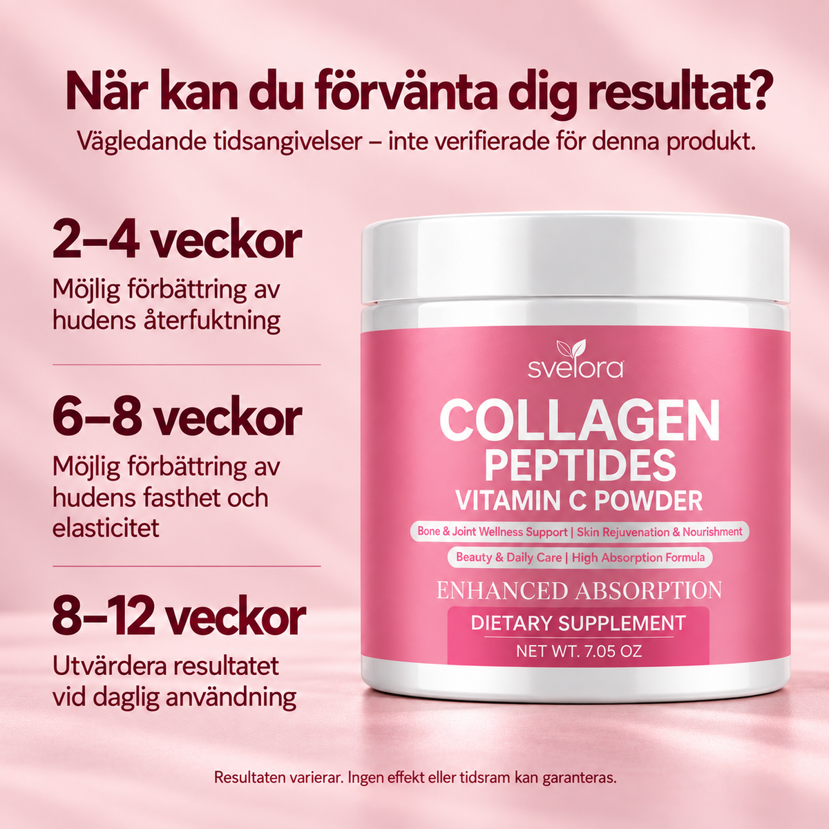 Kollagenpeptider med Vitamin C – Kosttillskott i Pulverform – 200 g