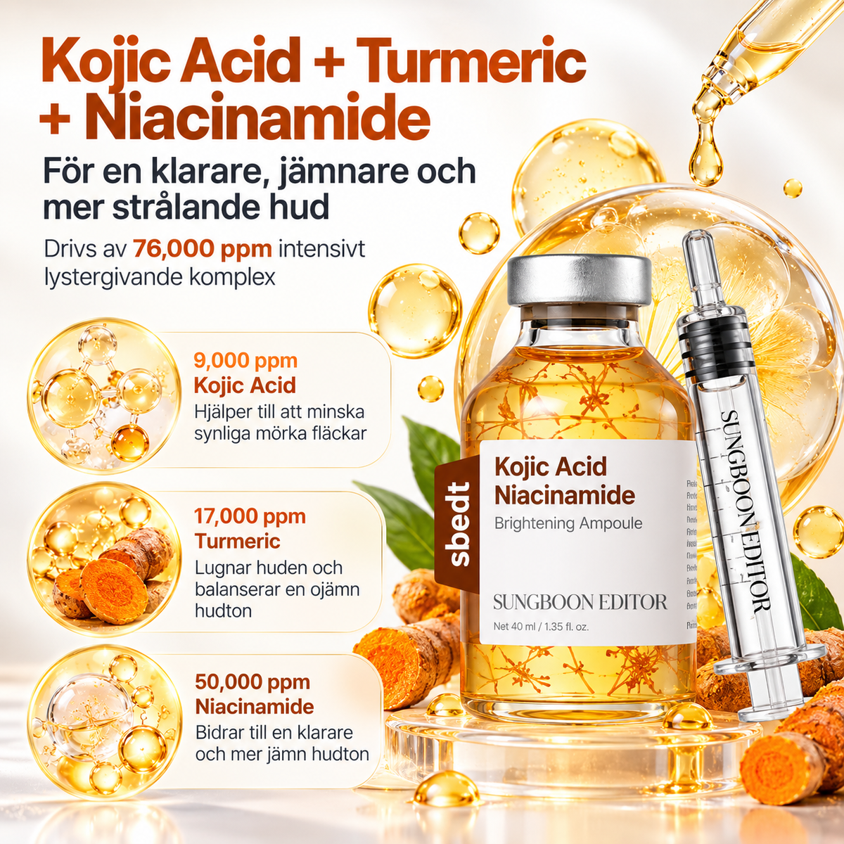 Kojic Acid + Niacinamide Serum för Lyster & Jämnare Hud – 40 ml