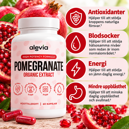 Alevia Granatäppleextrakt 500 mg – Ekologiskt Pomegranate Extract, 60 Kapslar