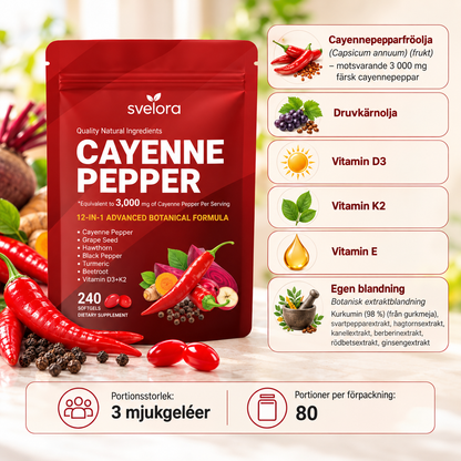 Cayenne Pepper 3000 mg – 12-in-1 Botanical Formula – 240 Softgels