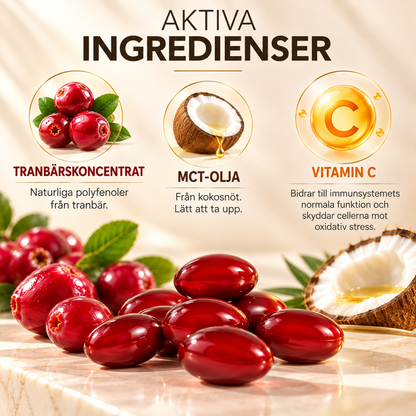 Tranbärskoncentrat med Vitamin C & MCT-olja – 60 Kapslar