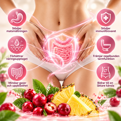 Kosttillskott för Kvinnor med Tranbär, Ananas & Bakteriekulturer – 60 Kapslar