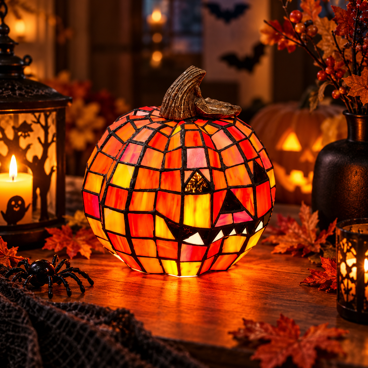Magisk Halloweenlampa – Pumpa & Trollkarlshatt